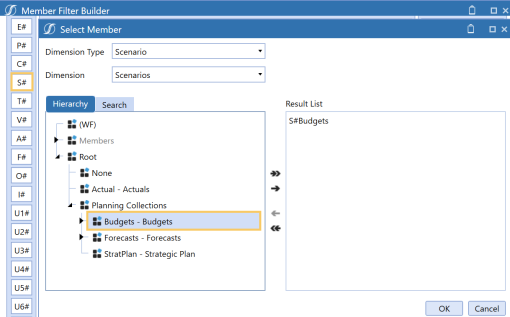 The Member Filter Builder that you use to refine the members to display in parameter prompts. ""